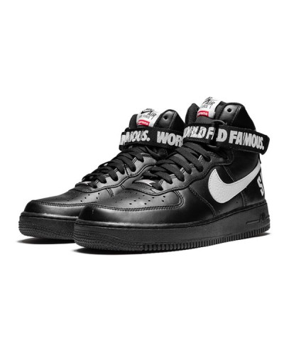 Осенние кроссовки Nike Air Force 1 High Supreme World Famous «Black»