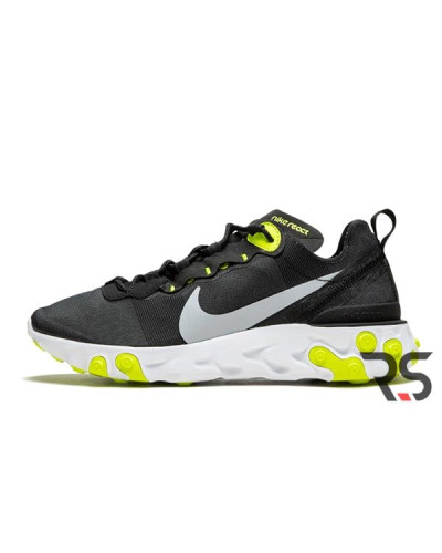 Кроссовки Nike React Element 55 «Black/Wolf Grey-Volt»
