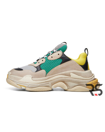 Мужские кроссовки Balenciaga Triple S “Beige Green Yellow”