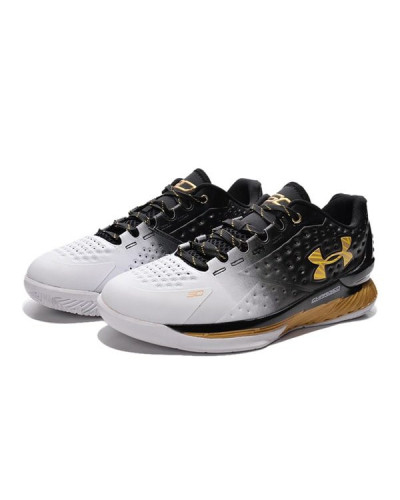 Мужские кроссовки Under Armour Curry 1 MVP Low «Black-white-gold»