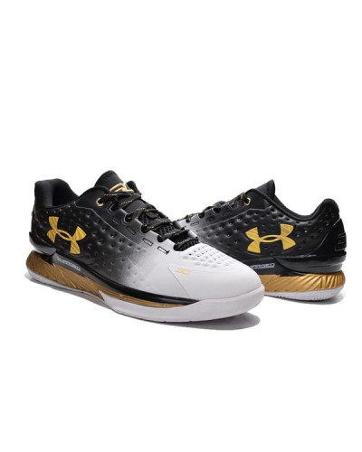 Мужские кроссовки Under Armour Curry 1 MVP Low «Black-white-gold»