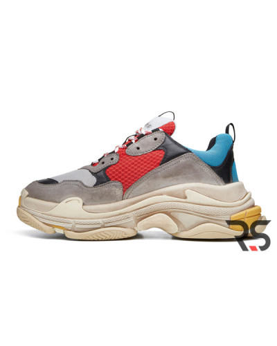 Мужские кроссовки Balenciaga Triple S «Grey Red Blue»