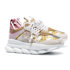 Женские кроссовки Versace Chain Reaction «White/Pink»