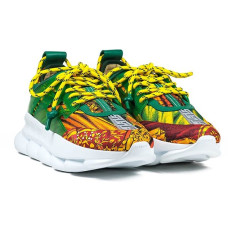 Женские кроссовки Versace Chain Reaction «Green/Yellow»