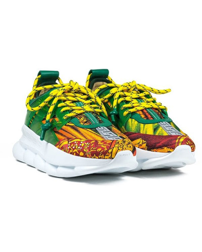 Женские кроссовки Versace Chain Reaction «Green/Yellow»