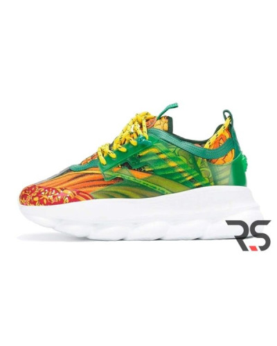 Женские кроссовки Versace Chain Reaction «Green/Yellow»
